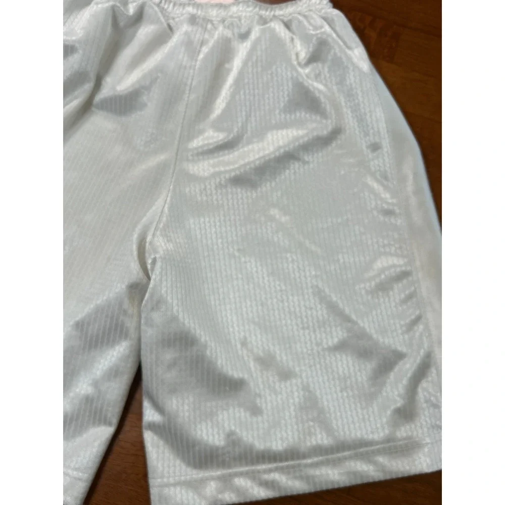 Vintage Nike Basketball Shorts Boys Medium White Shiny Shimmer Silky